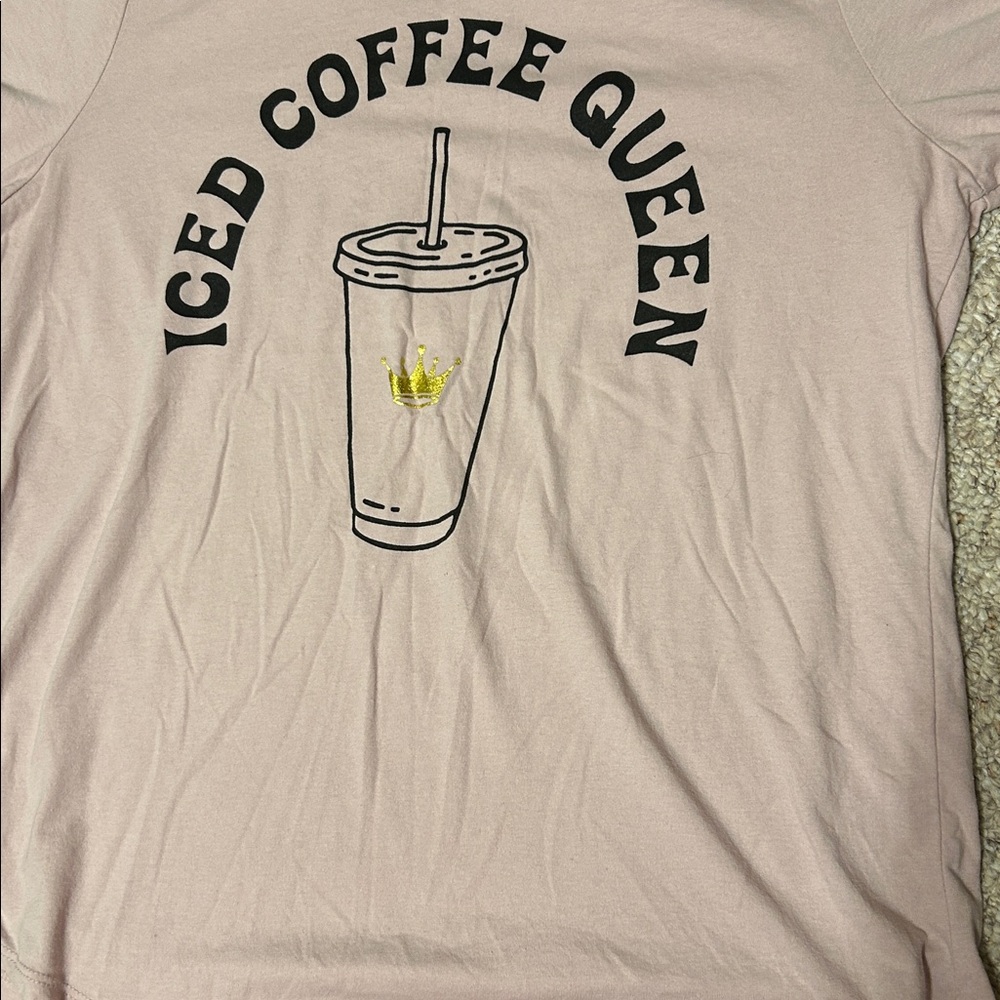 Mighty Fine “Iced Coffee Queen” Graphic Tee – Pink, Large, Excellent Condition - Picture 3 of 7